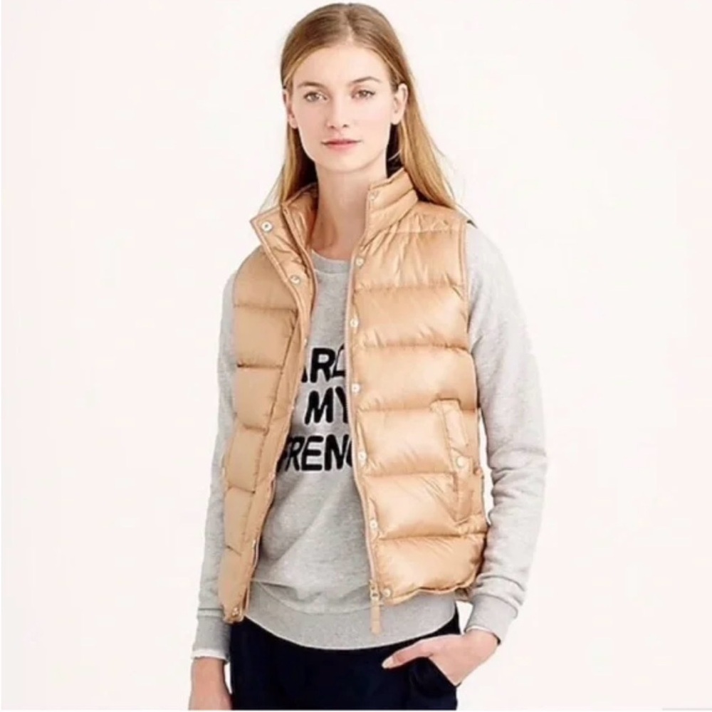 Tan/Rose Gold J.Crew Puffer Vest